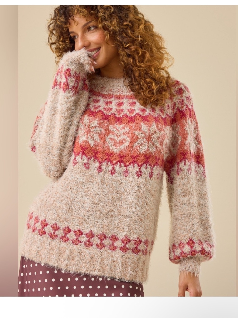 NWT Altar’d State Holly Fuzzy Fair Isle Sweater